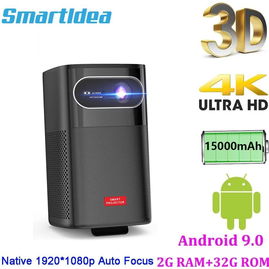 Smartldea ڵ  1080p , ޴ 4K 3D Ǯ HD , ȵ̵ 5G  , 15000mAh ͸, BT5.0, Ż